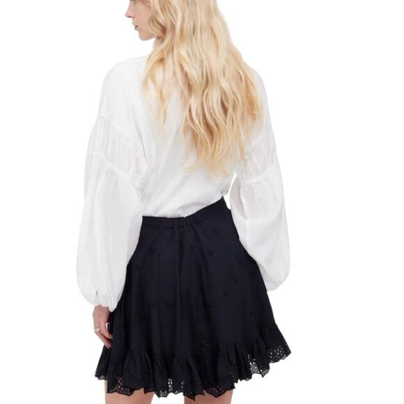 NWT Madewell Eyelet Mini Skirt Black Size 4 in Cotton Voile - Picture 4 of 11